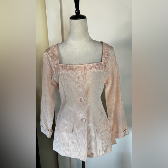 Vintage 90’s Victoria’s Secret Blazer Blush Pink Sexy Suit Jacket Beaded - Picture 2 of 16